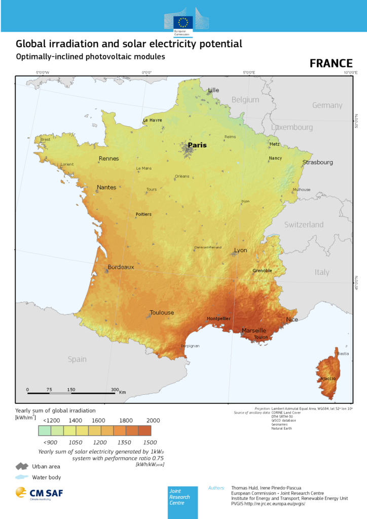 Carte potentiel photovoltaïque France